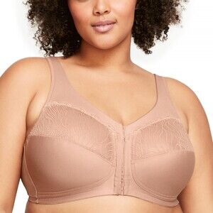 Glamorise Plus Size Wirefree Bra 1210 Front Close MagicLift Natural Shape 56H